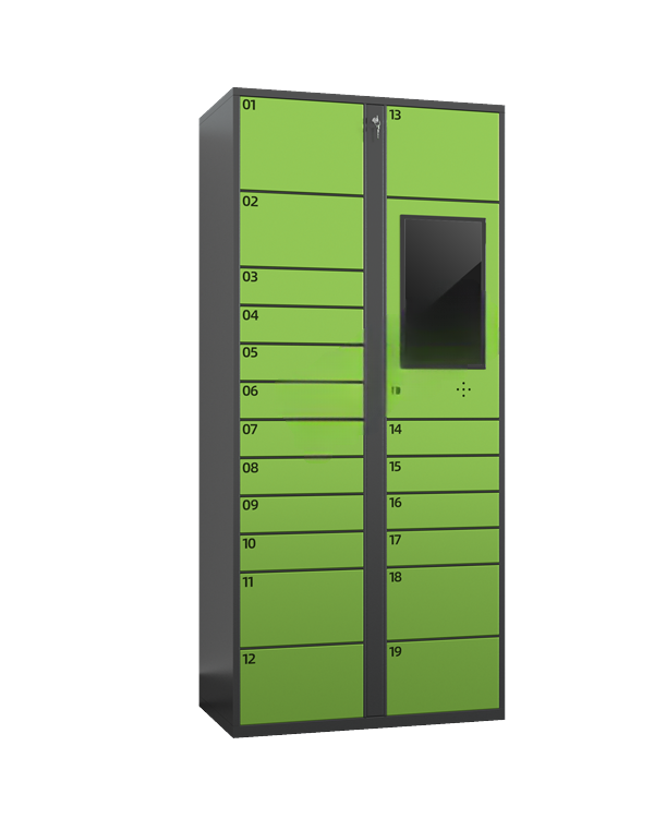 Smart express cabinet with 19 main doors